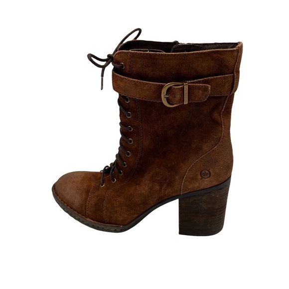 Born Brown Suede Cass Hiking Lace Up Block Heel Boots Size 11 Women's - Picture 5 of 14